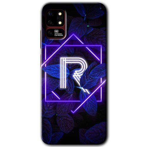 Reeder S19 Max Kılıf HD Desen Baskılı Arka Kapak - Dark Neon Yaprak R Harfi