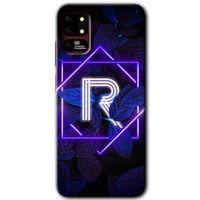 Reeder S19 Max Kılıf HD Desen Baskılı Arka Kapak - Dark Neon Yaprak R Harfi