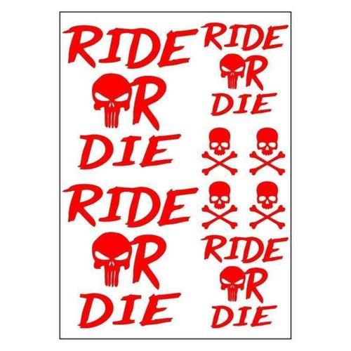 SEVGENT A4 Sticker 124 Tek Paket Çoklu Ride Or Die Kırmızı