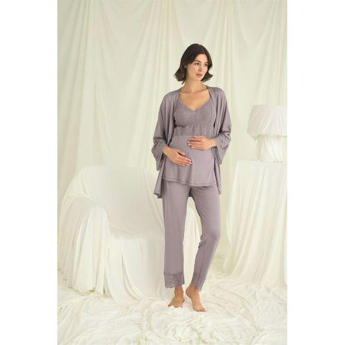 Dantelli Hamile Lohusa 3lü Pijama Takımı