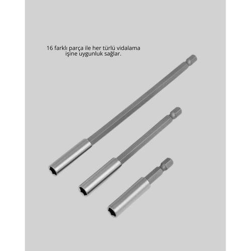 Ergonomik 16 Parça Bits Tornavida Uç Ve Adaptör Seti