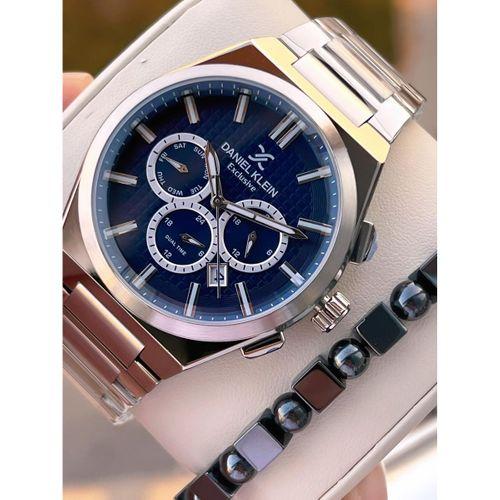 Daniel Klein Erkek Kol Saati 30 Metre Suya Dayanıklı Çelik Kordon + Bileklik Hediyeli VS.BLKT.0661