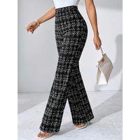 Kadın Yüksek Bel Paçaya Doğru Geniş Dokuma Pantolon