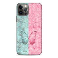 Apple iPhone 12 Pro Kılıf Kelebek Etkisi (30) Silicone Case Turkuaz Pembe