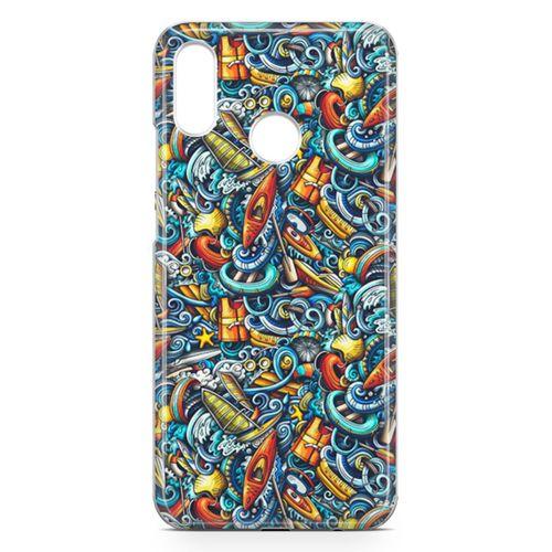 Huawei P20 Lite Kılıf Deniz Sporları Doodle Arka Kapak Koruma Desenli Full Koruyucu