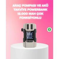 Araç Hava Pompası Ve Akü Takviye Powerbank 12.000 Mah Çok Fonksiyonlu