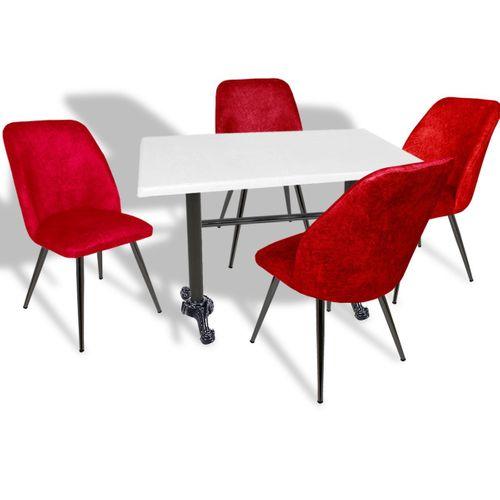 Dockers Çipa – Nilüfer Mutfak Masa Takımı - 80x140 (Werzalit, Wermodin ve Allzalit Tabla) - Beyaz - Bordo