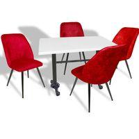 Dockers Çipa – Nilüfer Mutfak Masa Takımı - 80x140 (Werzalit, Wermodin ve Allzalit Tabla) - Beyaz - Bordo