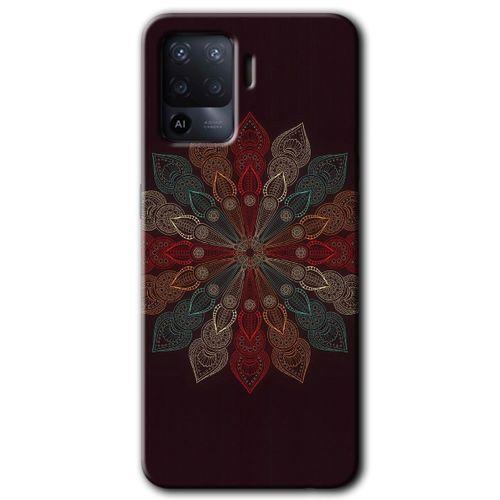 Oppo Reno 5 Lite Kılıf HD Desen Baskılı Arka Kapak + Temperli Cam - Mandala Flower Wal