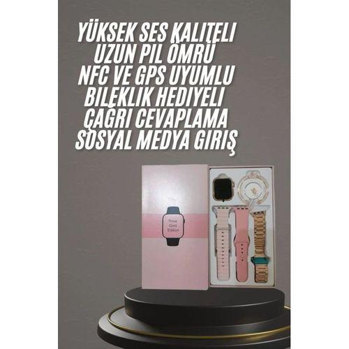 Yeni Nesil Kadın Akıllı Saat Rose Gold Android Ve İos Uyumlu
