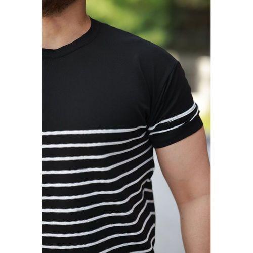 Erkek çizgi Desenli Bisiklet Yaka Kısa Kollu T-sihrt