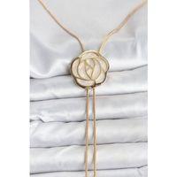 Pirinç Gold Renk Gül Model Asansörlü Kadın Kolye - TJ-BKO10636