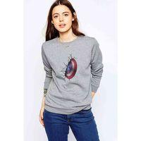Captain America Shield Wall Baskılı Gri Kadın Sweatshirt