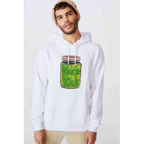 Rick And Morty I Am Pickle Baskılı Beyaz Erkek Kapşonlu Sweatshirt