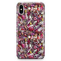 Apple iPhone XS Kılıf Manikur Pedikür Kozmetik Arka Kapak Koruma Desenli Full Koruyucu