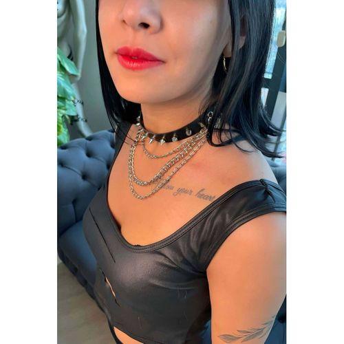 Çivi ve Zincir Detaylı Şık Anne - Kedi Choker Set - APFT1042