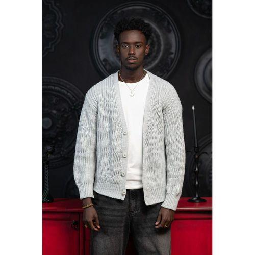 Oversize Crop Model V Yaka Düğme Kapamalı Örgü Hırka