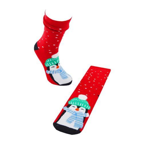 Dode Flora Kadın Pamuk Havlu Penguen Desenli Yılbaşı Çorabı