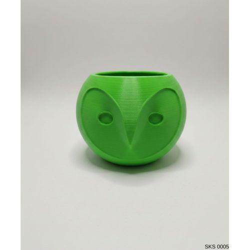 yeşil Baykuş Figürlü Mini Dekoratif Saksı 6 Cm Masaüstü Ofis Dekoru