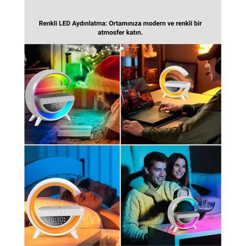 Kablosuz Şarjlı Led Masa Lambası Çalar Saat Ve Beyaz Gürültü Özellikli