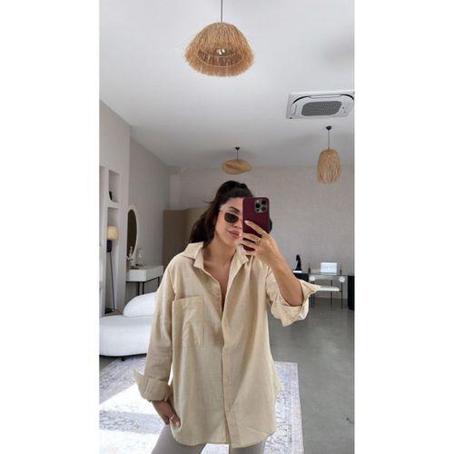 Kadın Tek Cepli Over Size Ketem Gömlek