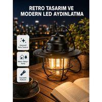 Retro Kamp Lambası Su Geçirmez Taşınabilir Gece Işığı Uzun Pil Ömürlü