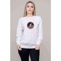 Nasa SpaceX Roket Baskılı Beyaz Kadın Sweatshirt