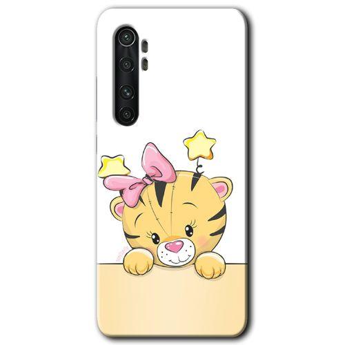 MRCİLETİSİM Xiaomi Mi Note 10 Lite Kılıf HD Desen Baskılı Arka Kapak + Temperli Cam - Sevimli Kedi