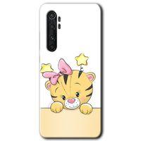 MRCİLETİSİM Xiaomi Mi Note 10 Lite Kılıf HD Desen Baskılı Arka Kapak + Temperli Cam - Sevimli Kedi