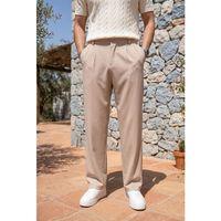 Baruchel Pileli Baggy Kalıp Kumaş Erkek Pantolon - Bej