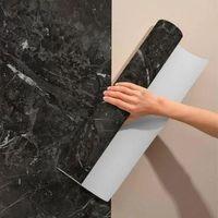 Siyah Mermer Desenli Yapışkanlı Kaplama Kağıdı 5 Metre