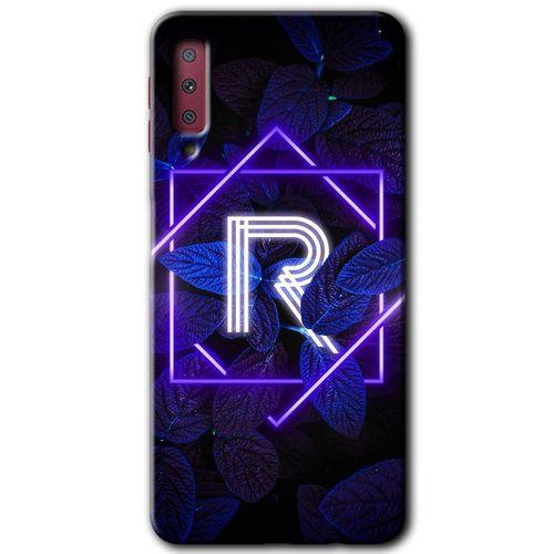 Potkal Hediye Fabrikası Samsung Galaxy A7 2018 Kılıf HD Desen Baskılı Arka Kapak - Dark Neon Yaprak R Harfi