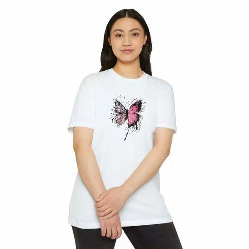 Pilelistore Unisex Bisiklet Yaka Baskılı T-Shirt - Beyaz