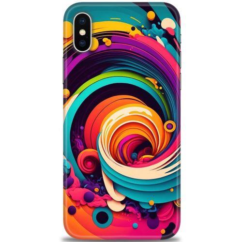 iPhone XS Kılıf HD Baskılı Kılıf - Renk Hortumu + Tam Ekran Koruyucu