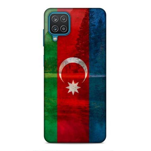 Samsung Galaxy A12 Uyumlu Kılıf Azarbaijan (43) Thin Fit Kılıf Bayrak Manzara