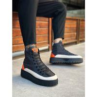 BA0811 BOA Yüksek Siyah Taban Paraşüt Kumaş Turuncu Cilt Detaylı Yarım Bilek Spor Bot