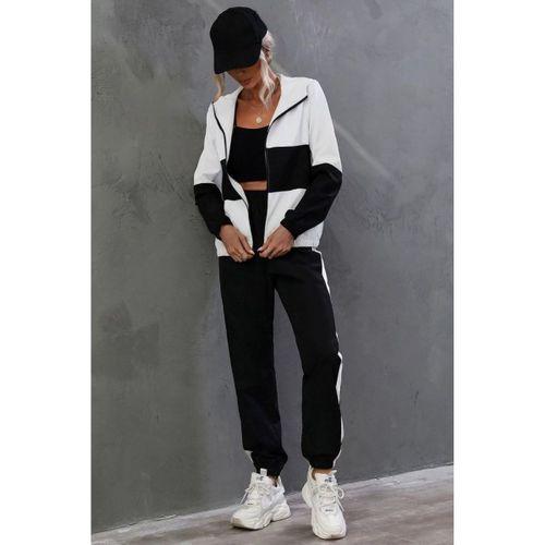 Kadın Uzun Kollu Kapşonlu önden Fermuarlı Viskon Iki Iplik Bluz Ve Pantolon Ikili Takım