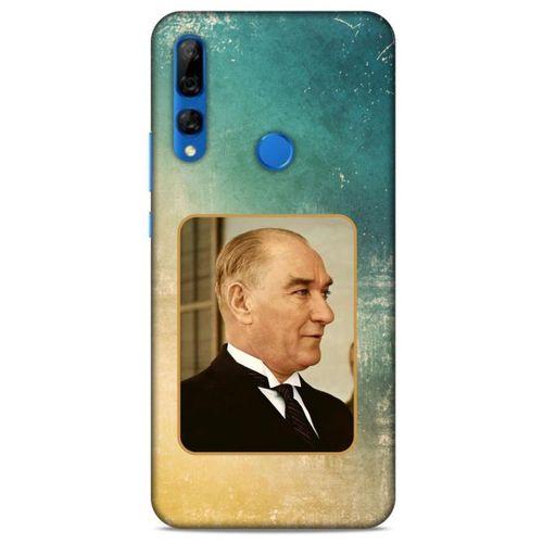 Huawei Y9 Prime 2019 Kılıf Atatürk (27) Tasarımlı Kılıf Sarı Yeşil