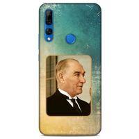 Huawei Y9 Prime 2019 Kılıf Atatürk (27) Tasarımlı Kılıf Sarı Yeşil