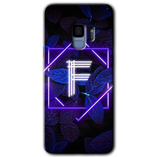 Galaxy S9 Kılıf HD Desen Baskılı Arka Kapak - Dark Neon Yaprak F Harfi + Kırılmaz Cam