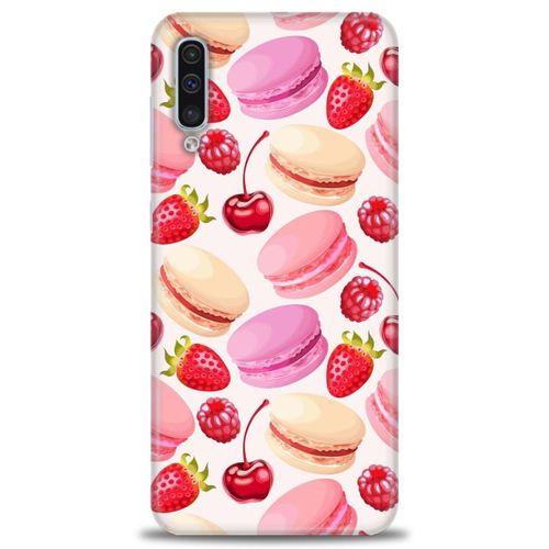 Samsung Galaxy A50S Kılıf HD Baskılı Kılıf - Makaron ve Çilekler + Tam Ekran Koruyucu