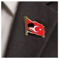 Atatürk Dalgalı Bayrak Rozet Türk Bayrağı Yaka Rozeti - 2 adet