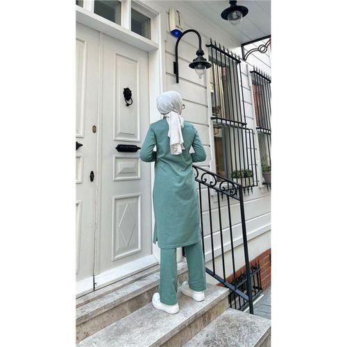 Fermuarlı Uzun Tunik Pantolon Spor İkili Takım - 03058.100 - Çağla Yeşili