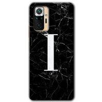 Redmi Note 10 Pro Kılıf HD Desen Baskılı Arka Kapak - Siyah Mermer Desenli I Harfi + Kırılmaz Cam
