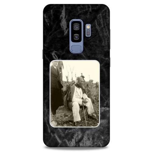 Samsung Galaxy S9 Plus Kılıf Atatürk (29) Arka Koruma Kılıfı Siyah Mermer