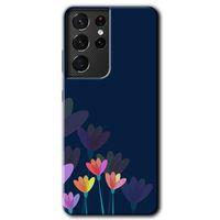 Samsung Galaxy S21 Ultra Kılıf HD Desen Baskılı Arka Kapak + Temperli Cam - Çizim Çiçekleri
