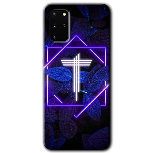 Potkal Hediye Fabrikası Samsung Galaxy S20 Plus Kılıf HD Desen Baskılı Arka Kapak - Dark Neon Yaprak T Harfi