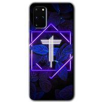 Potkal Hediye Fabrikası Samsung Galaxy S20 Plus Kılıf HD Desen Baskılı Arka Kapak - Dark Neon Yaprak T Harfi