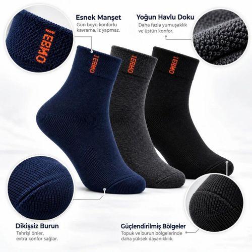 Erkek Çorap Dikişsiz 3'lü Havlu | Orta Konç, Sıcak Tutan, Yumuşak Ve Dayanıklı