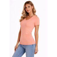 T-Shirt V Yaka Slim Fit Likralı Tişört Günlük Basic Body - Toz Pembe